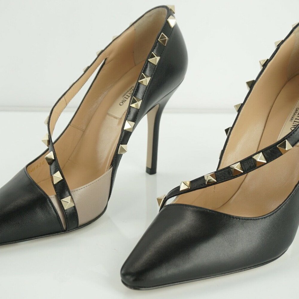 VALENTINO Leather Rockstud D'orsay Strappy Pumps - Picture 4 of 11